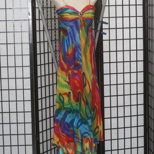 Colourful Gown with Sheer Layers